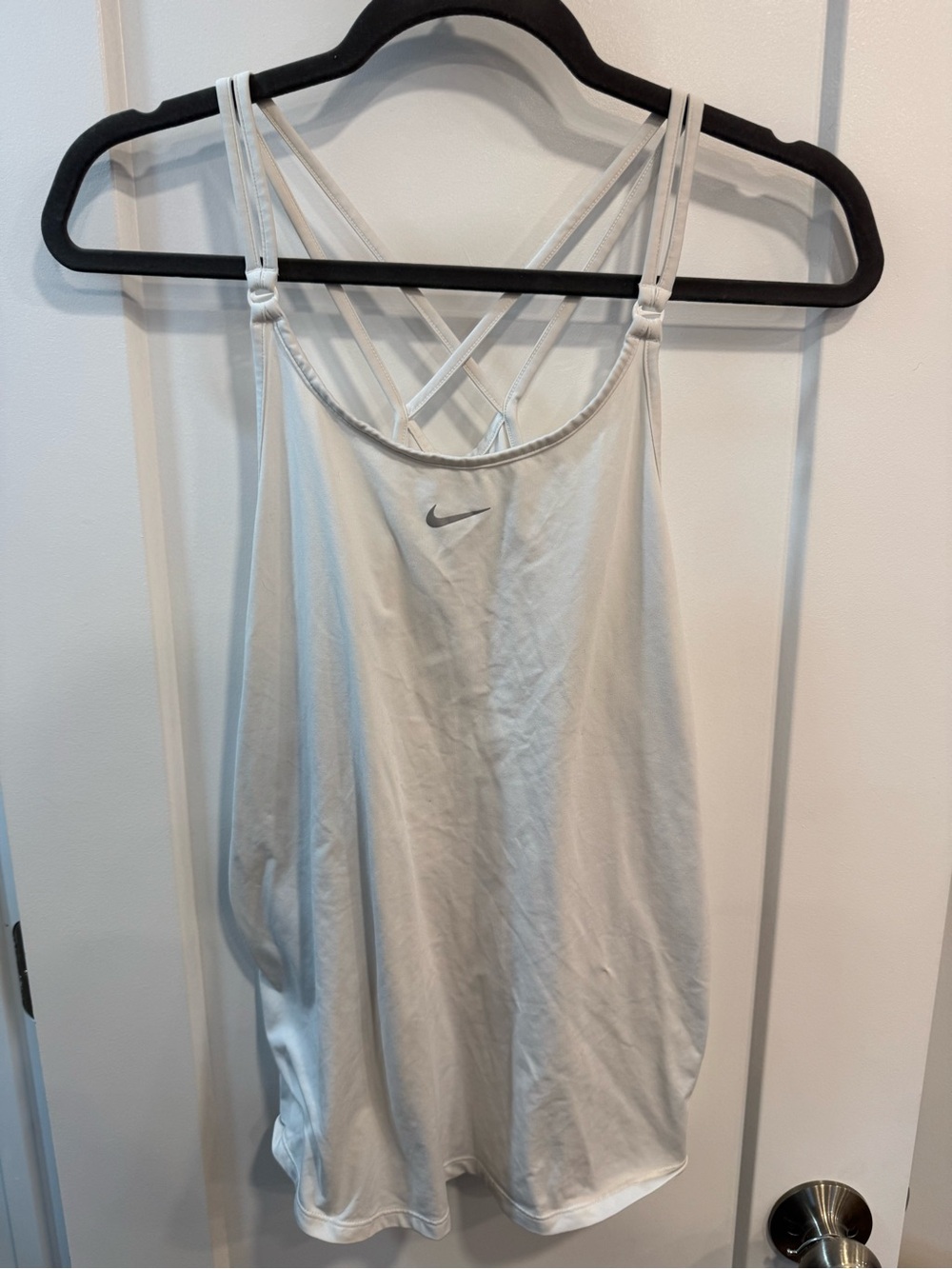Nike White Strappy Crossback Athletic Tank L